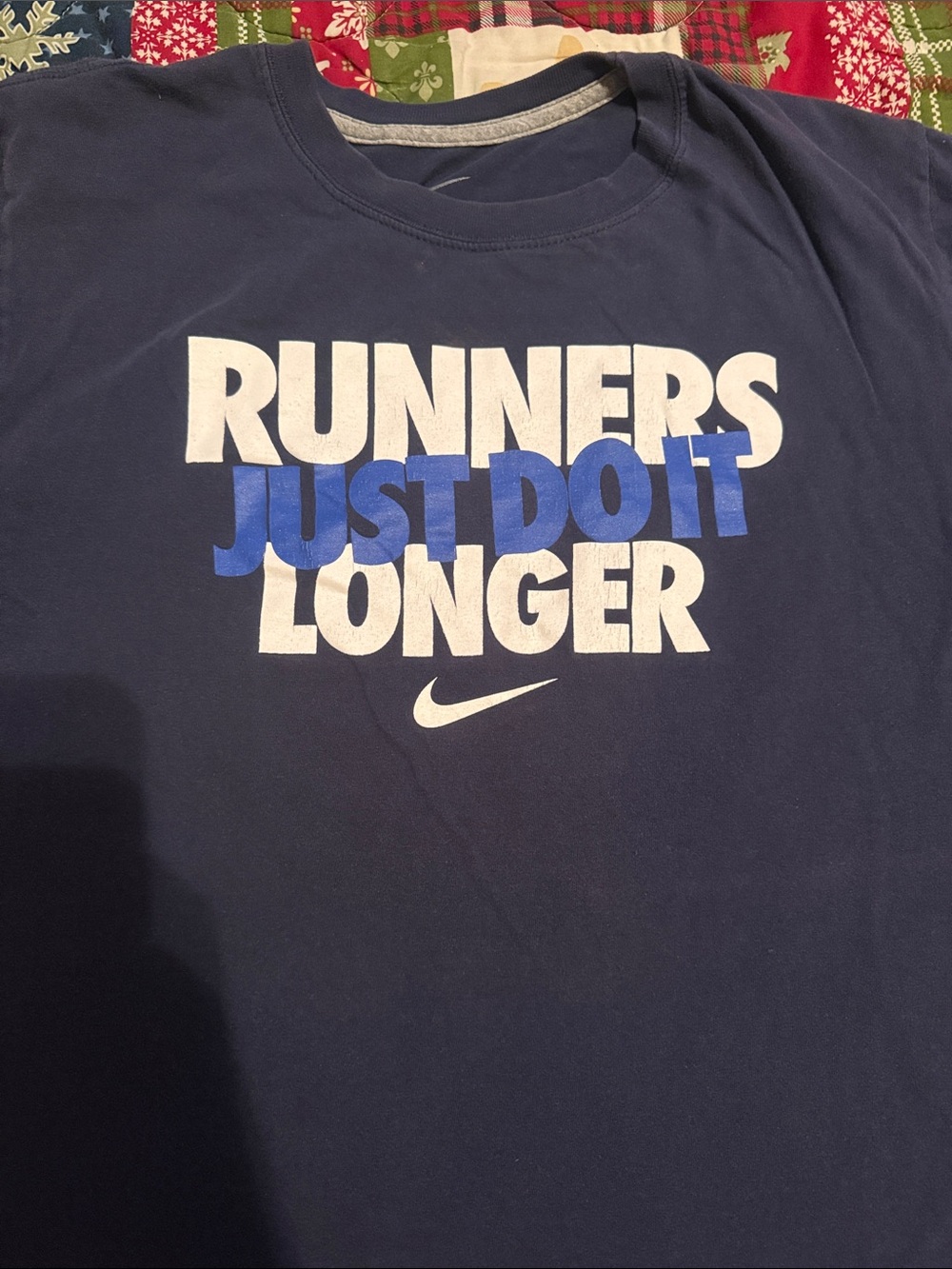Nike Navy Blue Graphic 'Runners Just Do It Longer' Tee